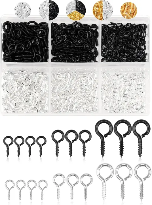 FIVEIZERO Mini Screw Eye Pins — 450 Silver & Black Jewelry Findings